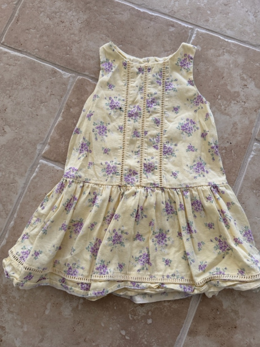 Janie and Jack Yellow Floral Sundress with Purple Blossoms